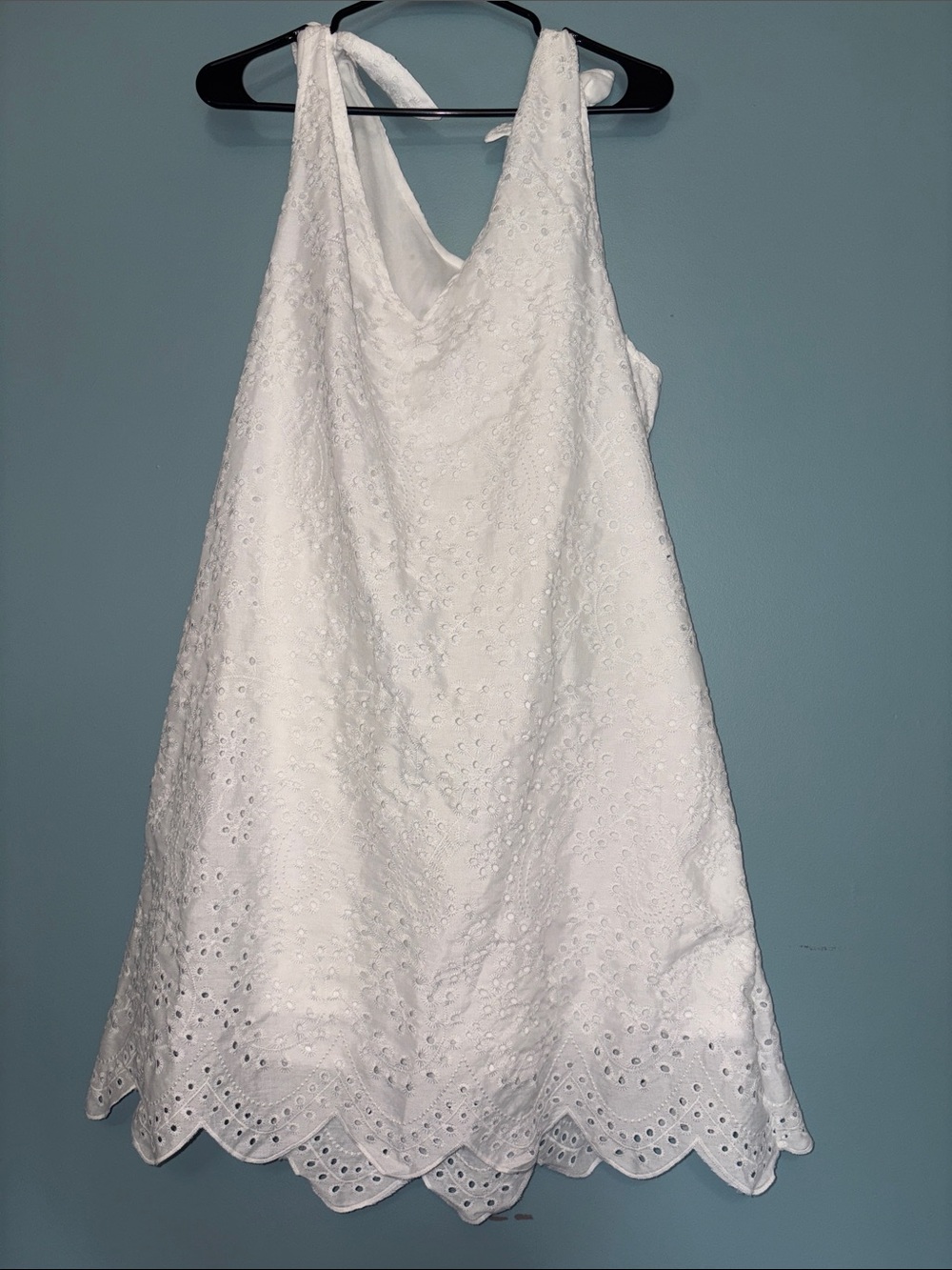 1XL EUC SHEIN White Eyelet A-Line Summer Dress - Sleeveless - AS IS